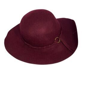 K accessories vintage women Wool burgundy‎ floppy braid buckle granola girl hat